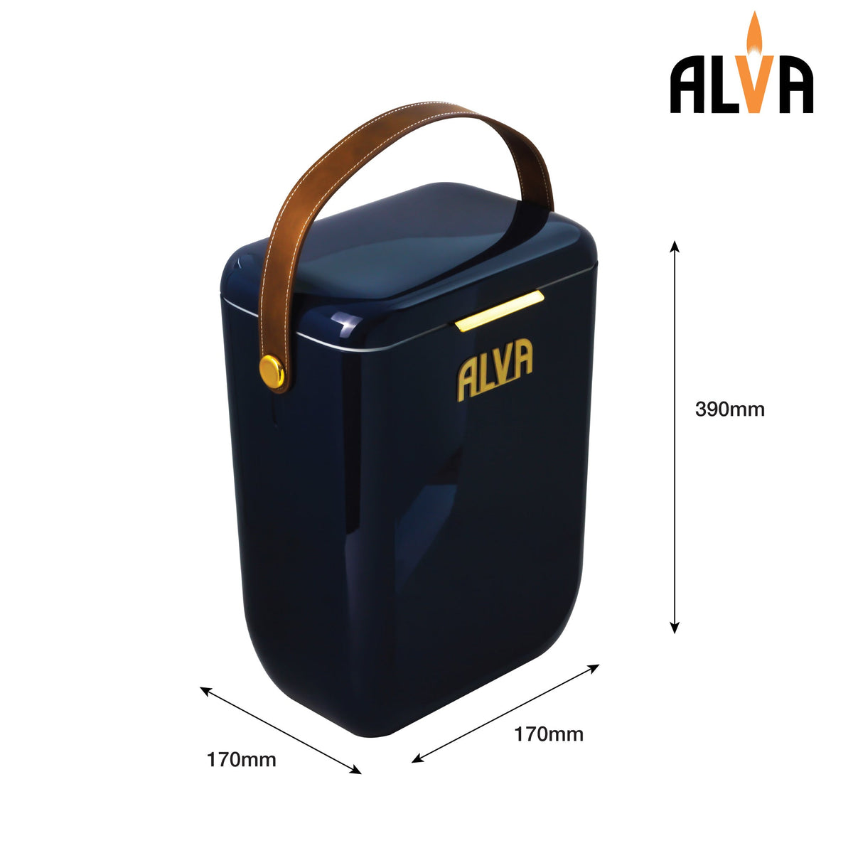 Alva 10L Cooler Box With Leather Strap - Midnight Blue