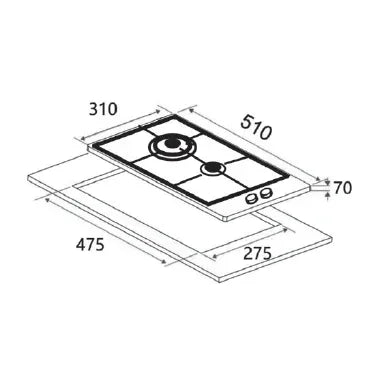 Alva 30cm 2-Burner Gas Hob - Stainless Steel Guards On Duty Security