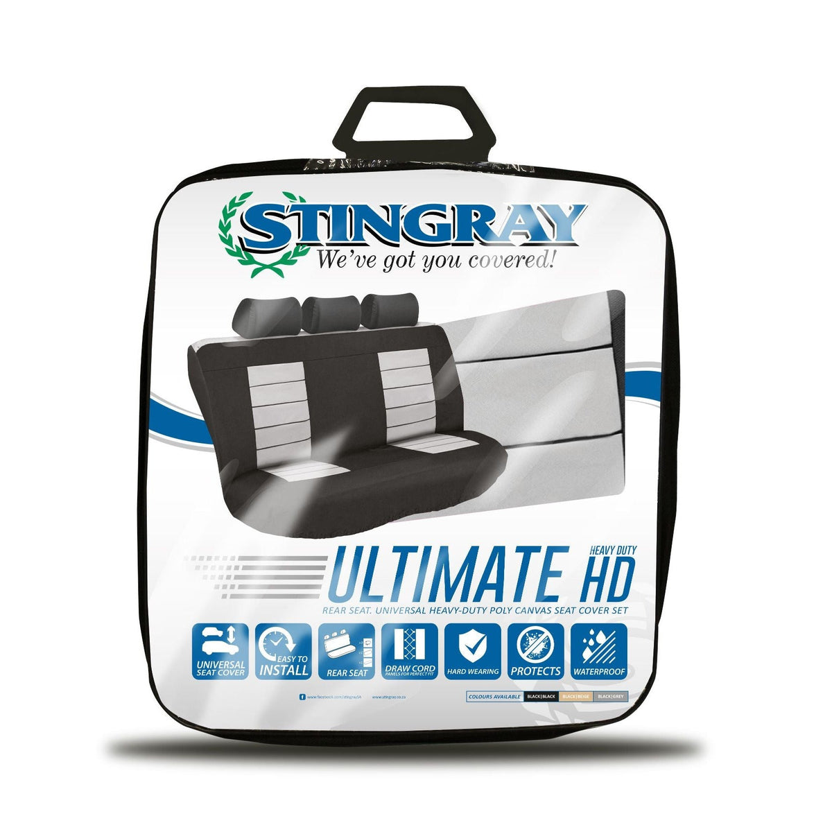 Ultimate HD Rear Car Seat Cover Set - Stingray - Black