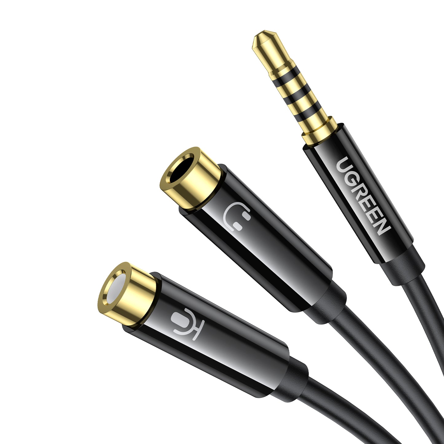 UGREEN AV141 3.5mm Headset Splitter Cable (1x Male to 2x Female) 20cm - Black - Guards On Duty Shop & Security Guards