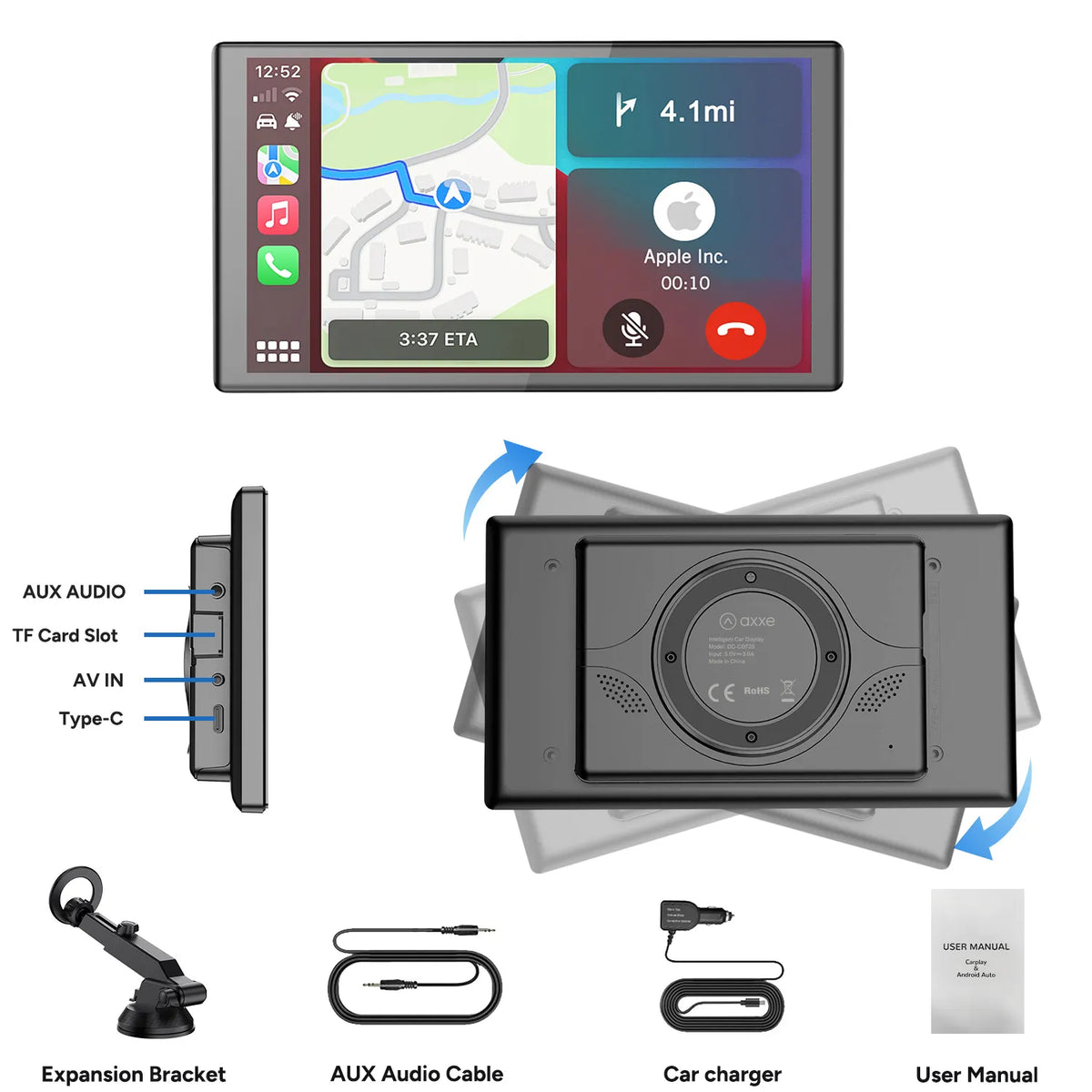 Axxe Wireless CarPlay & Android Auto 7″ IPS Display (AX-DC-CD725)