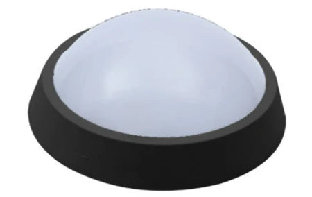 12W LED Plastic Black Round Bulkhead Cw 220MM IP54