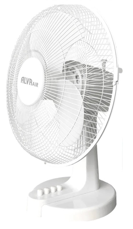 Alva Air 30cm Plastic Desk Fan White Retail Box 1 year