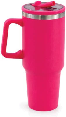 Totally 1.2 Litres Stainless Steel Vacuum Tumbler With Straw Pink