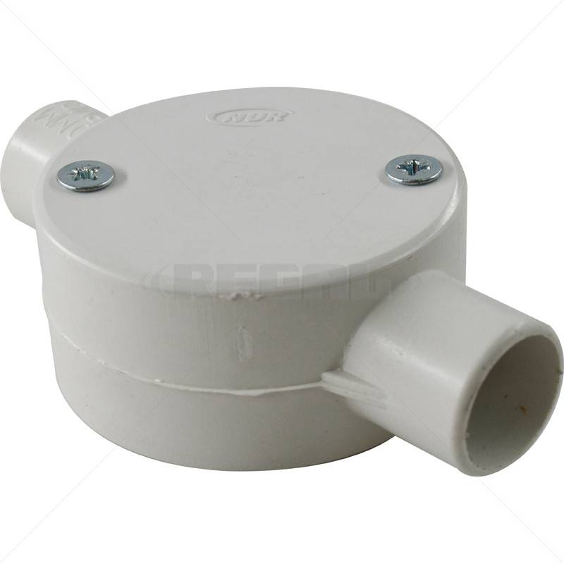 Conduit PVC - 20mm 2-Way Box with Lid and Screws