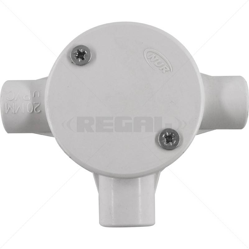 Conduit PVC - 20mm 3-Way Box with Lid and Screws