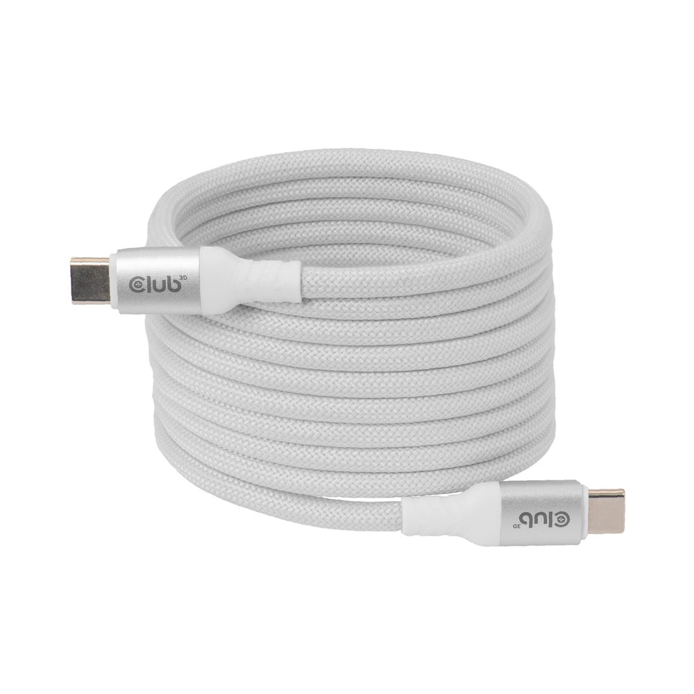2m Usb-c Magnetic Coil 240w Pd3.1 Cable, White — CLUB3D | Guards on Duty Shop