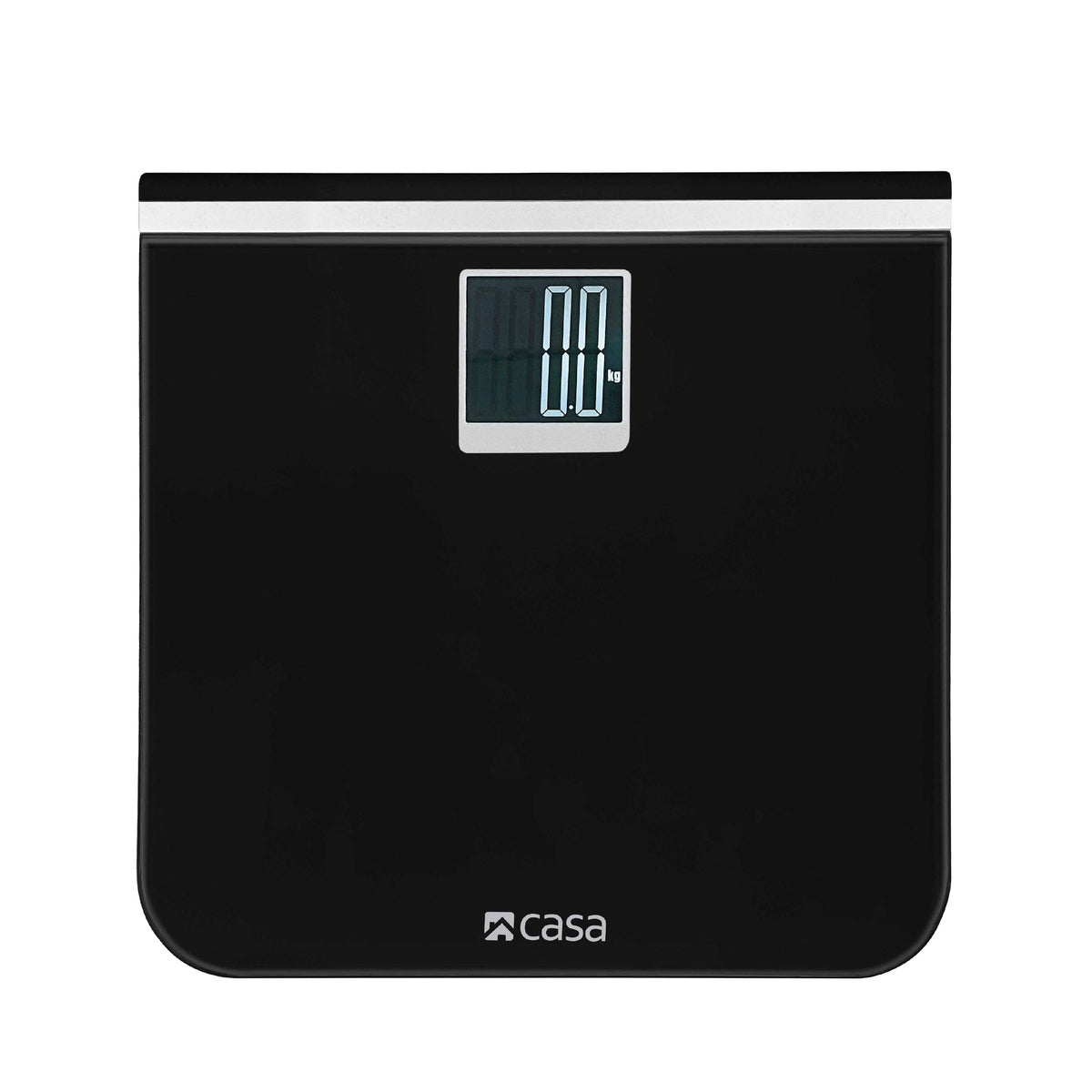 CASA Digital Bathroom Scale - Glass Platform - Black - Large LCD Display