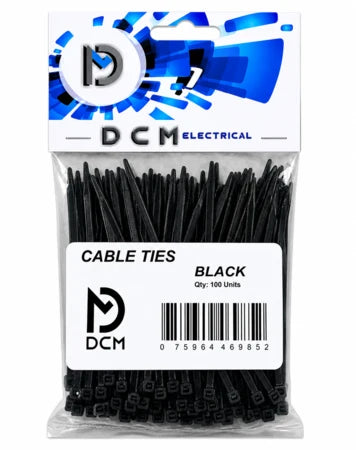 Dcm 100 X 2.5mm Blk Cable Ties (20 Pack)