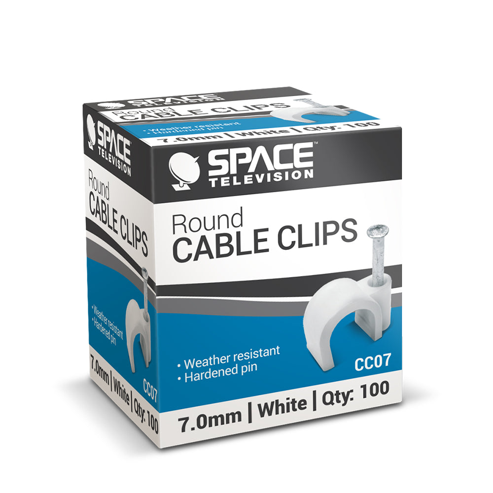 SpaceTV Round Cable Clips 7mm White – CC07