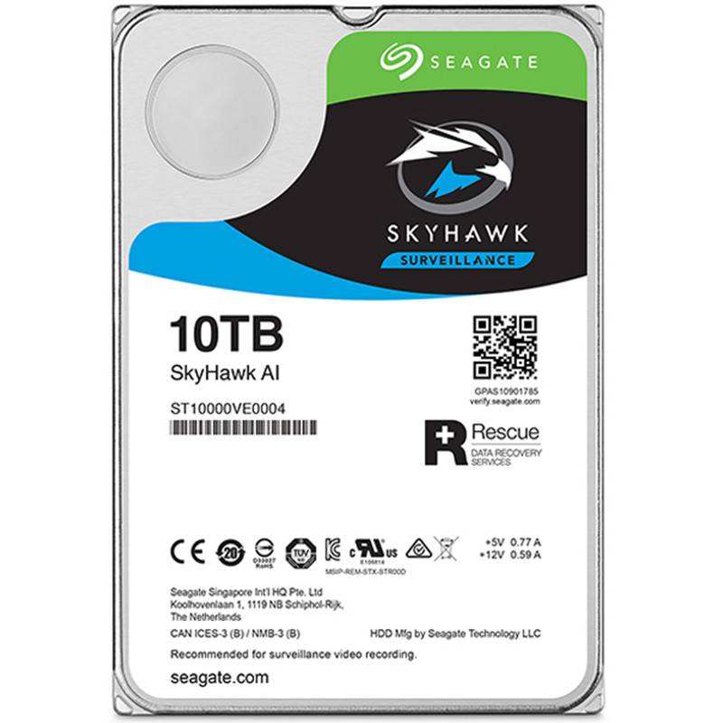 SEAGATE 10TB HDD Surveillance Storage SkyHawk AI Drive 3.5" Size SATA