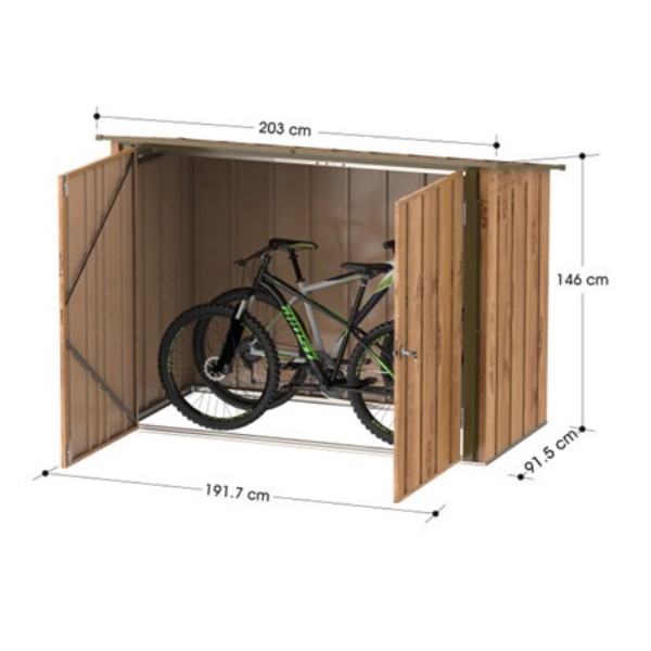 Cosmoplast Bike Storage Steel Shed 6X3ft Woodgrain