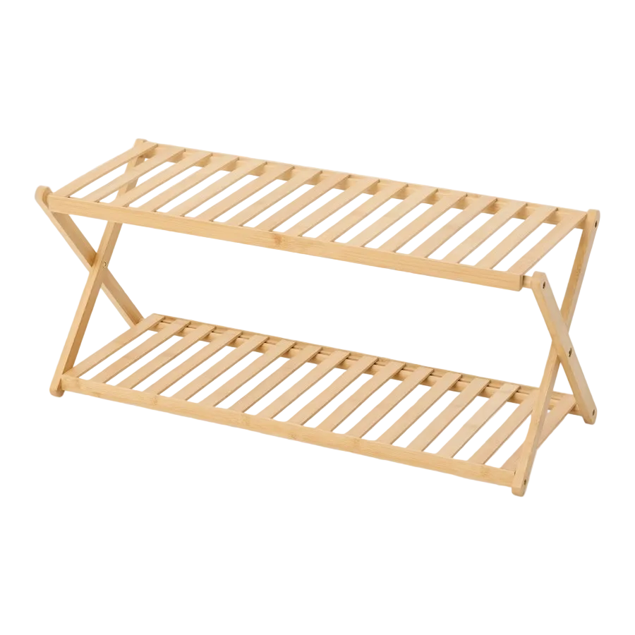 CASA Shoe Storage Rack - 2-Tier - Bamboo - Foldable