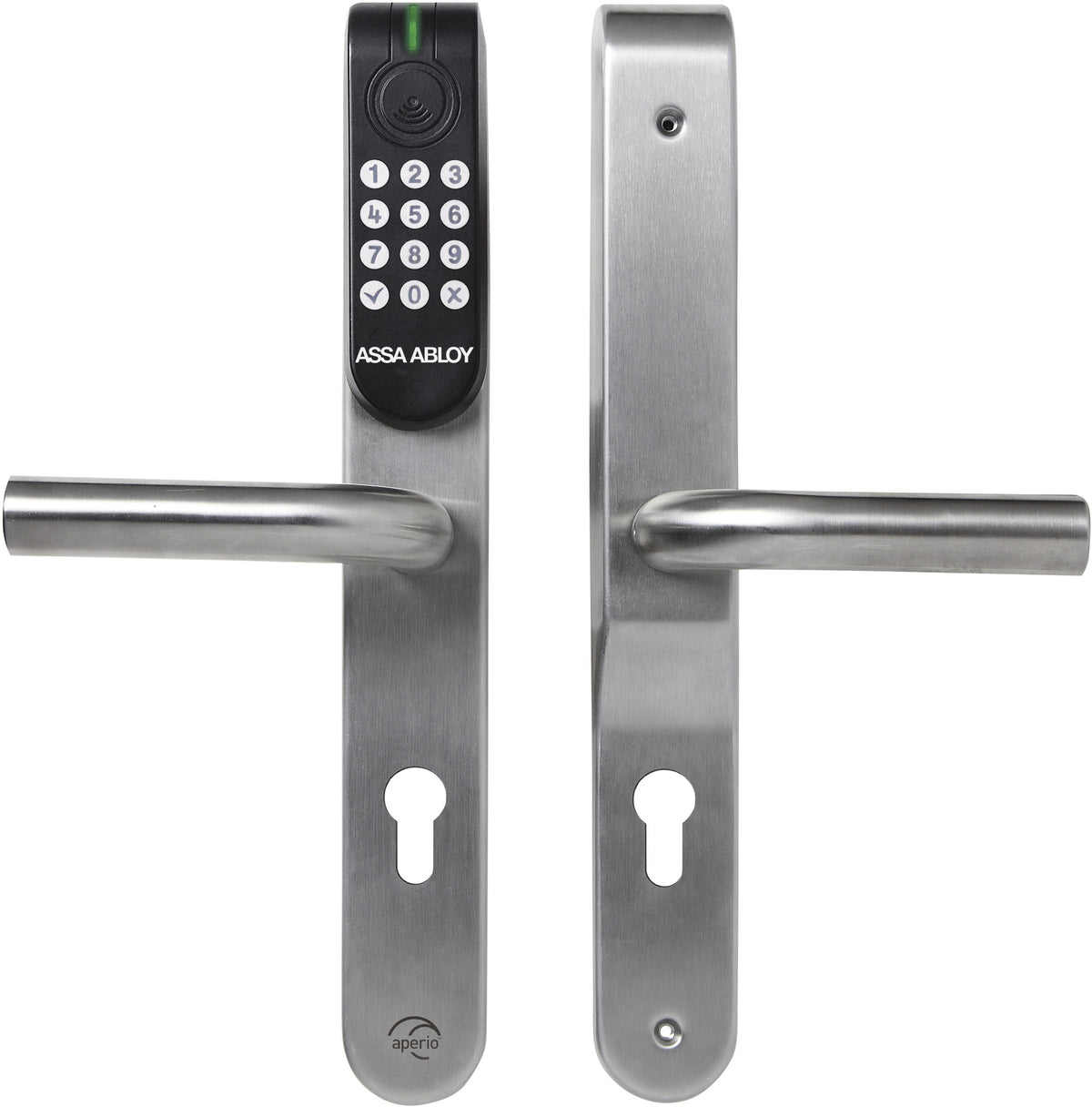 ASSA ABLOY Aperio E100, Without ComHub, Euro Profile, 40-50 mm, High Frequency Keypad Reader, 8mm Spindle, 85mm Centre, U Shape handle