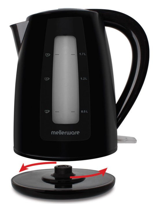 Mellerware Breede 360° Cordless Black 2L Plastic Kettle