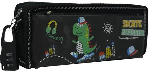 Brainware Fabric 2 Pocket 20cm Pencil Bag Black