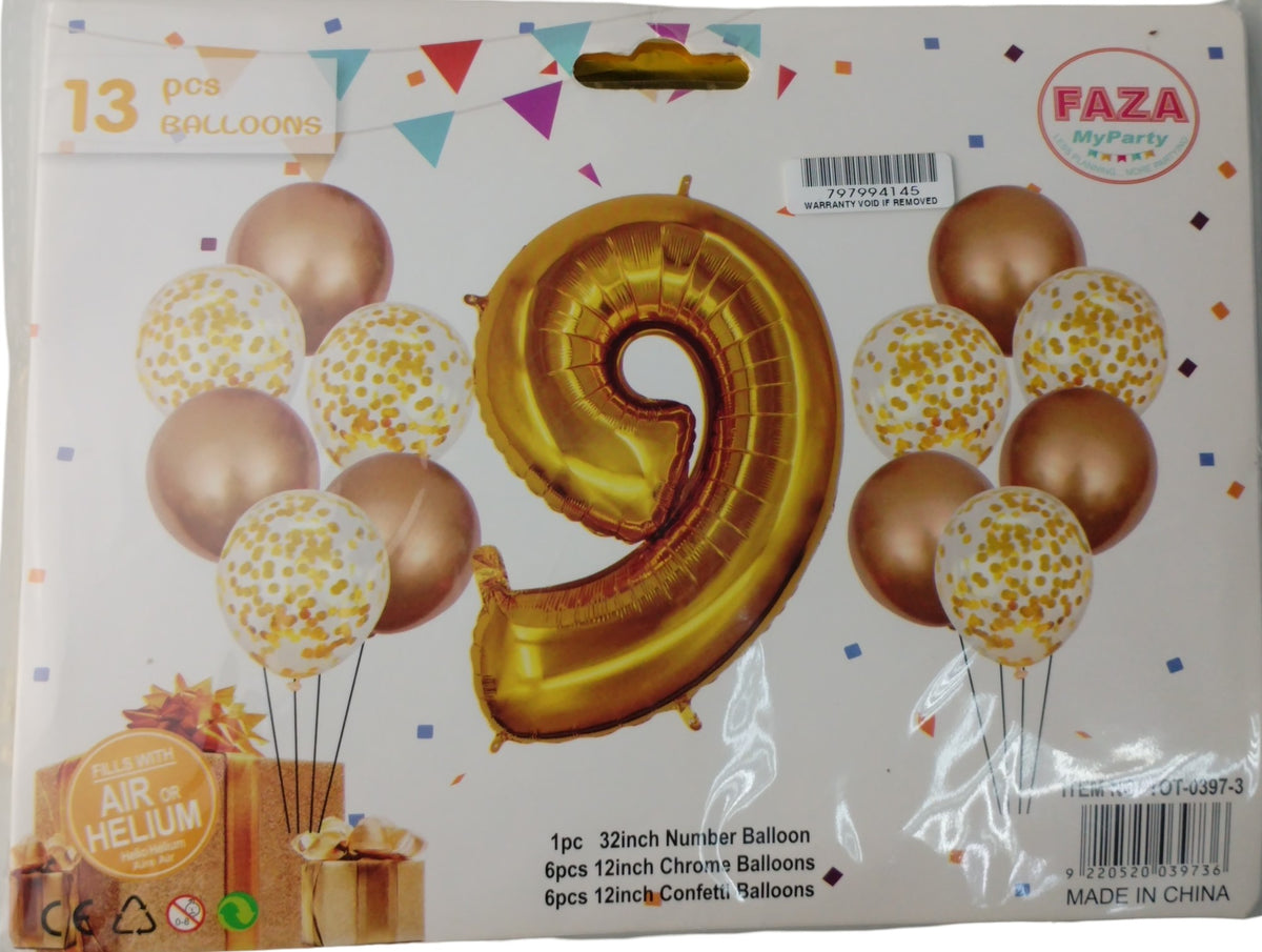 Casey 13pc Gold and White Balloon Set Nr 9