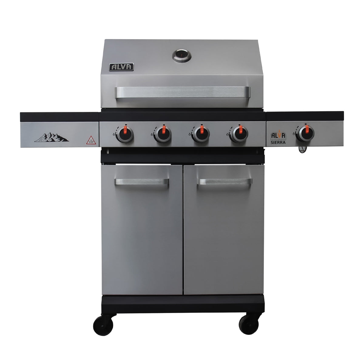 Alva Sierra 4-Burner BBQ With Side Burner – Stainless Steel / Black + FREE TOOL SET