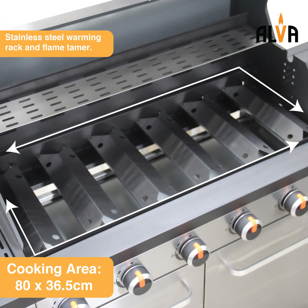 Alva Sierra-6 Burner BBQ With Side Burner – Stainless Steel / Black + FREE TOOL SET