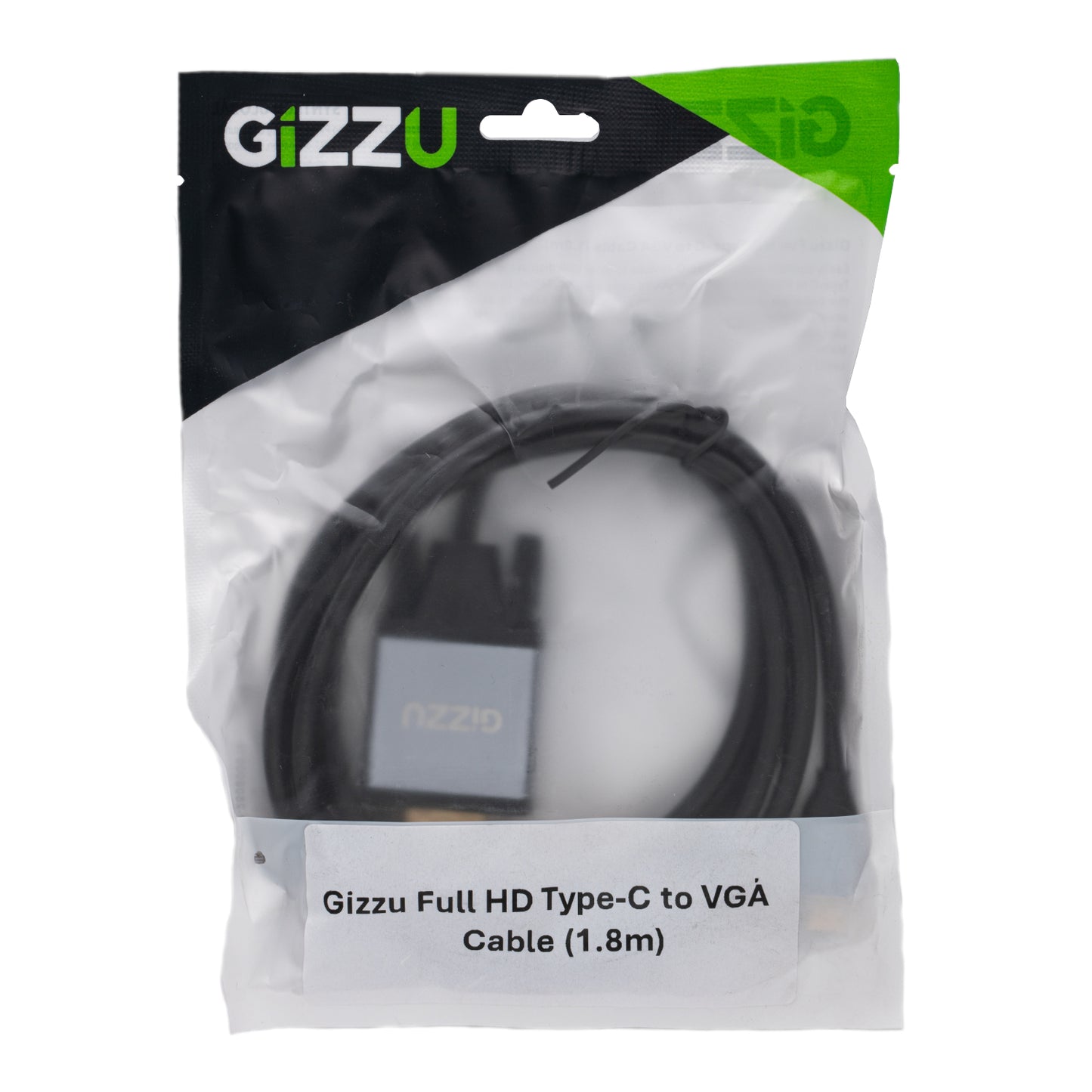 Gizzu Full HD Type-C to VGA Cable (1.8m) - Black - Guards On Duty Shop & Security Guards