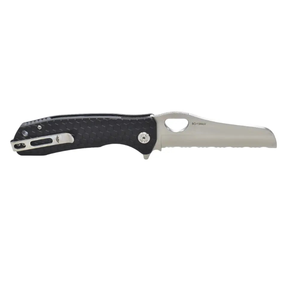 Honey Badger Rescue Serrated 8Cr13MoV - Large - Black