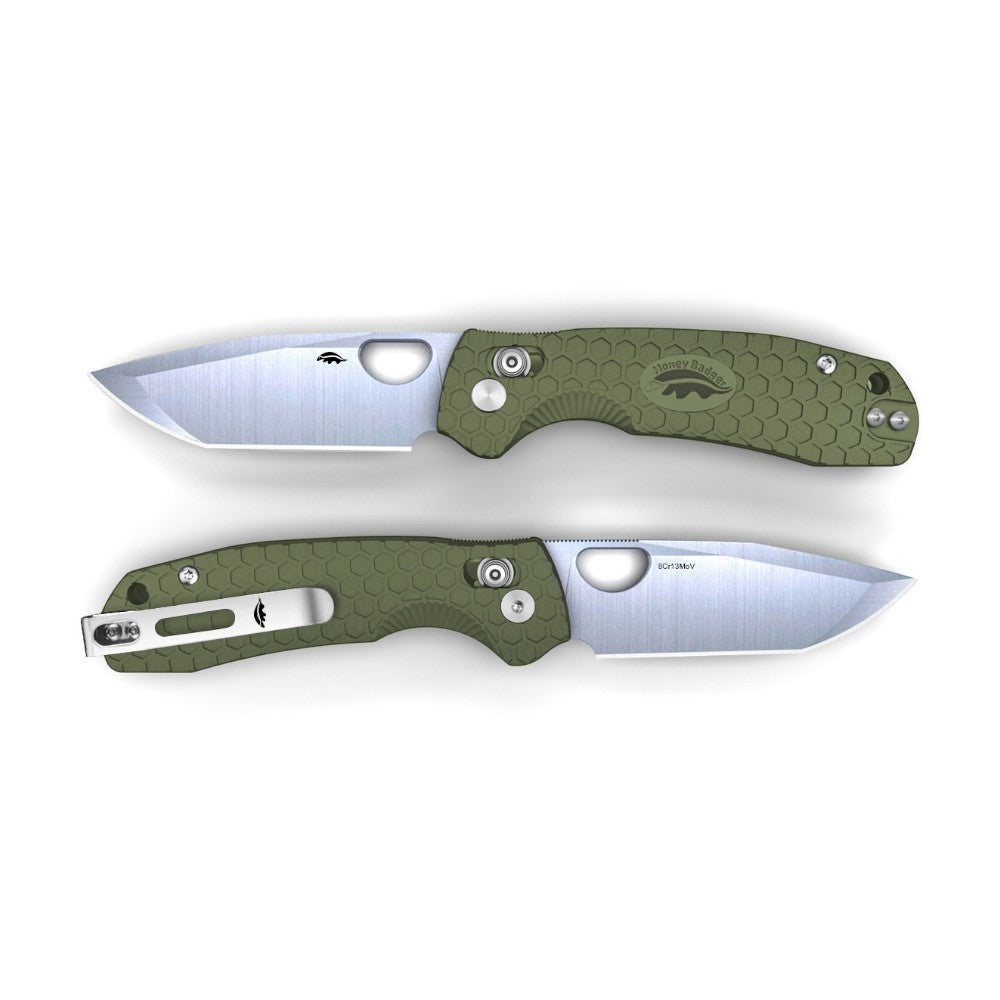 Honey Badger Cross-Bolt Tanto 8Cr13MoV - Med/Small - Green