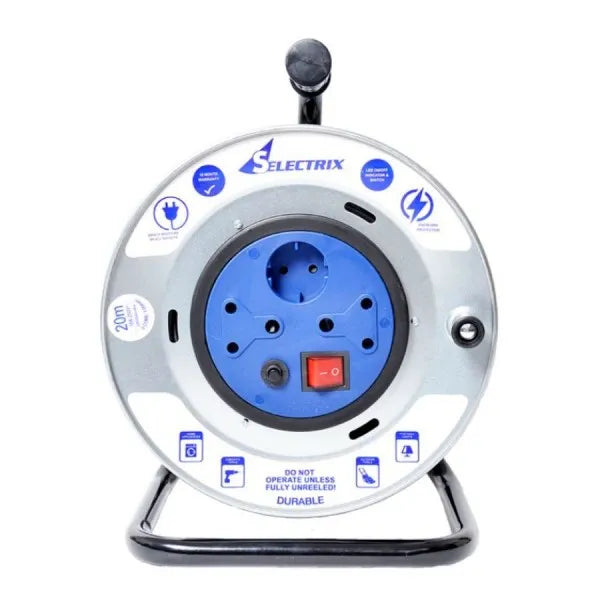 30m 16A Open Frame Power Extension Reel with Surge Protection