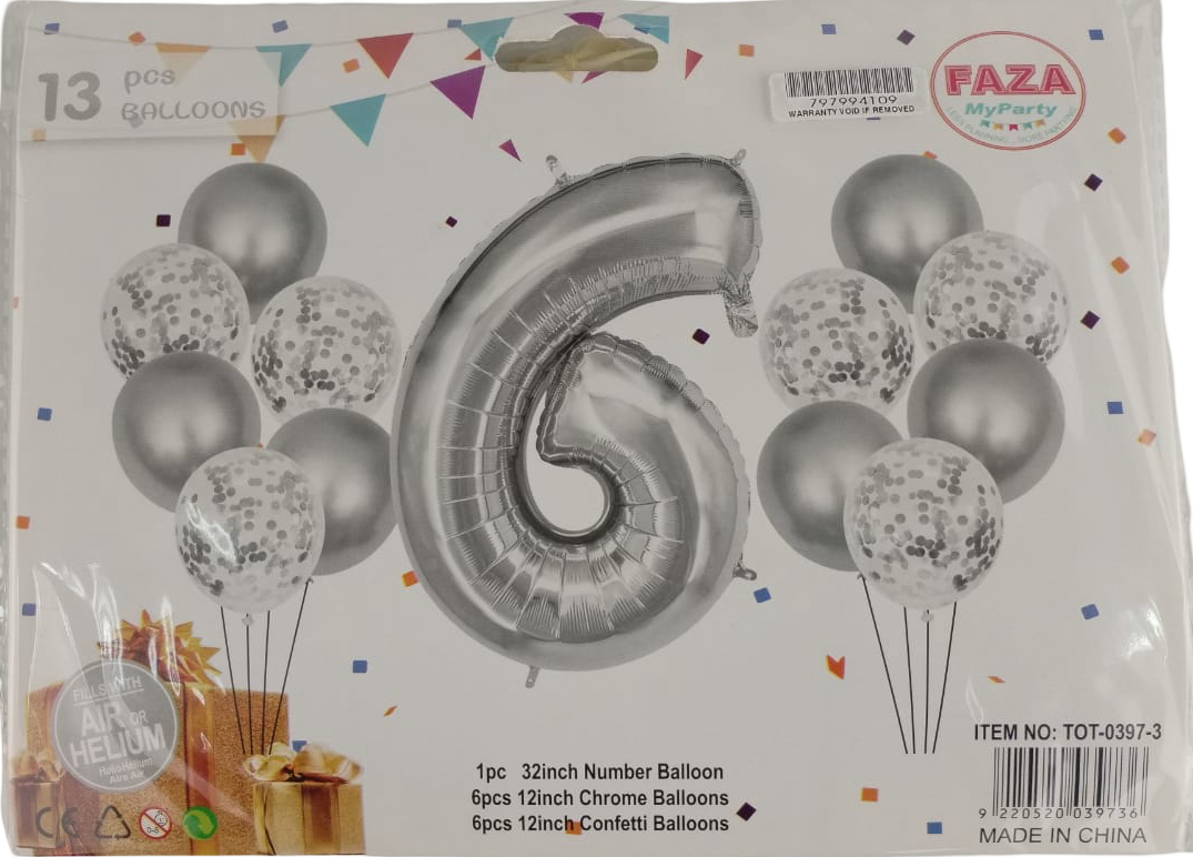 Casey 13Pc Silver And White Balloon Set Nr.6