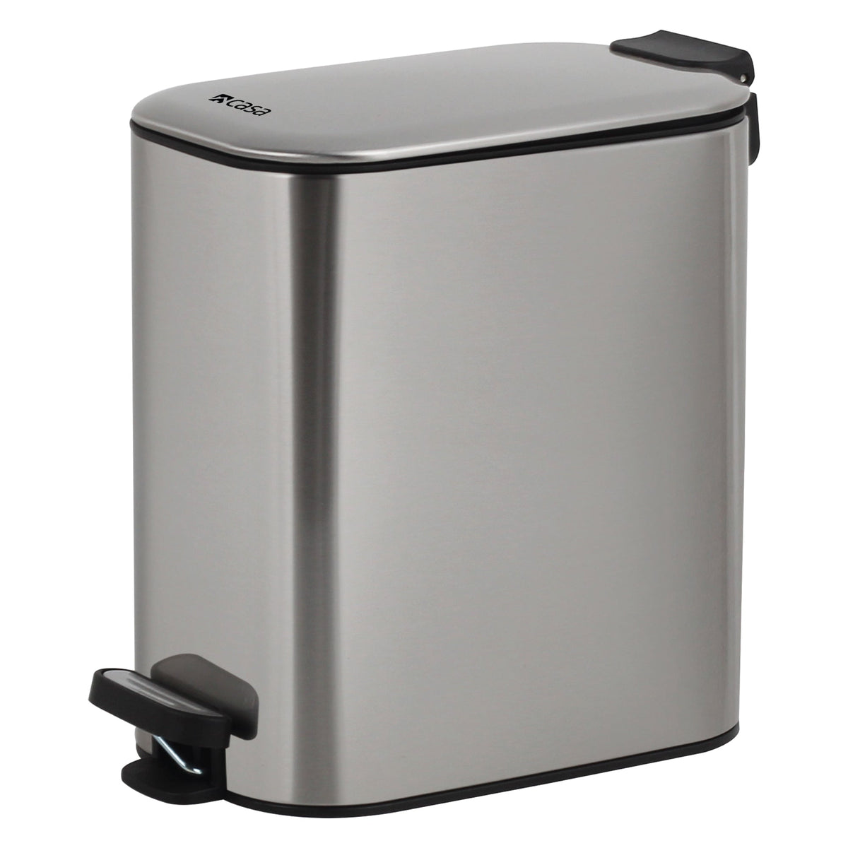 CASA 6L Steel Pedal Bin - Slimline Rectangle - Portofino - Silver