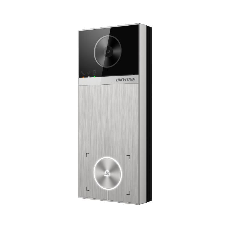 Hikvision 4MP 1-button WiFi intercom, 3m IR, MifarePIN access, 2-lock control, 12VDCPOE (DS-KV6114-MWBE1)
