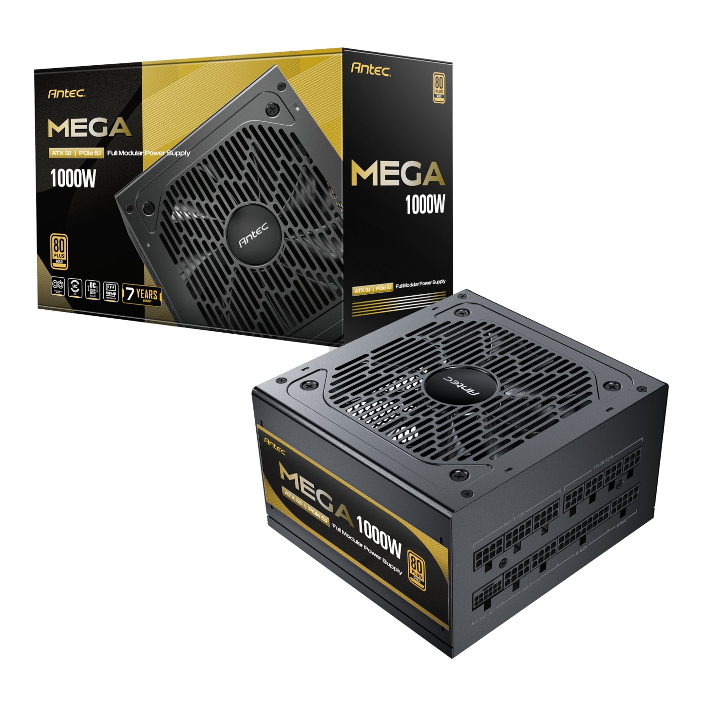 Antec MEGA 1000W 80 PLUS Gold ATX3.1 PCIE5.1 Fully Modular Power Supply - Guards On Duty Shop & Security Guards