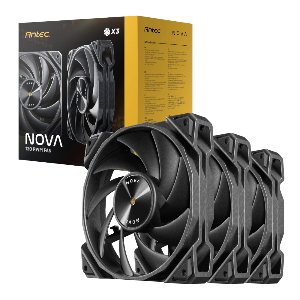 Antec NOVA 120 PWM Fan 3 Pack with Speed Controller - Black - Guards On Duty Shop & Security Guards