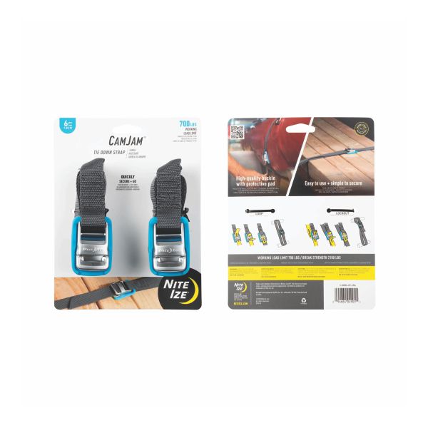 Nite Ize CamJam Tie Down Strap 6ft with Pad - 2 Pack
