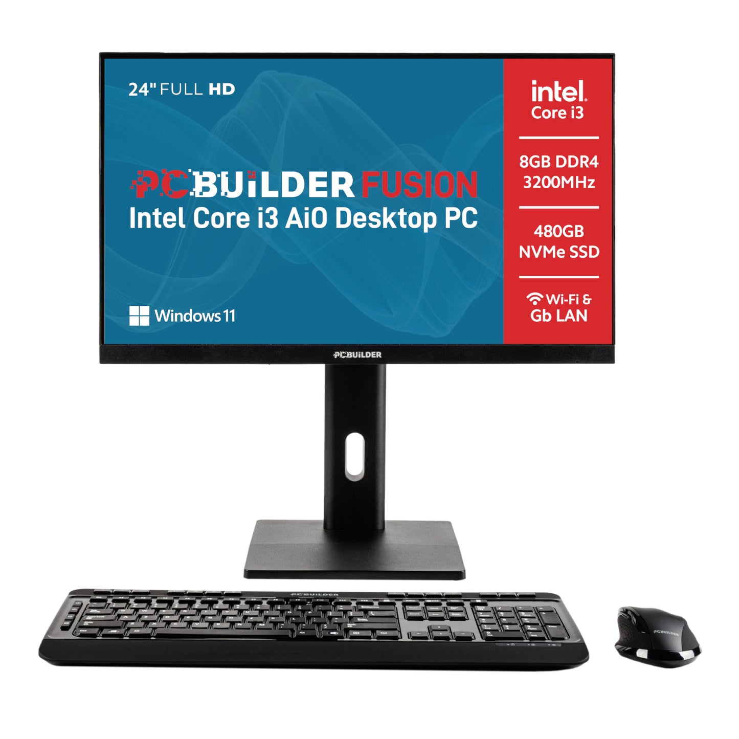 PCBuilder FUSION 24" Intel i3-14100 Windows 11 AiO Desktop PC - Guards On Duty Shop & Security Guards