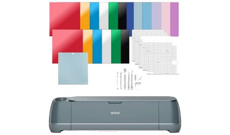 2011290 - Cricut Maker 4 Essentials Kit Includes: Cricut Maker 4: Scraper Spatula Scoring Stylus Weeder Mini Weeder/ 2 x Fine-point Pens/ Premium Fine-point Blade + Housing/ Smart Vinyl 6 Sheets (12x13")/ Smart Iron On 6 Sheets (12x13")/ 6 x Cardstoc