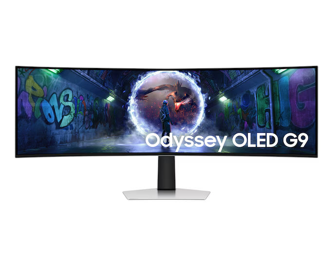 SAMSUNG 49 inches Dual QHD (5120 x 1440) 240Hz 0.03ms (GtG) VESA DisplayHDR True Black 400 OLED 32:9 HDMI 2.1 Micro HDMI Display Port USB-C Upstream and Downstream Ports AMD FreeSync Ergonomic stand