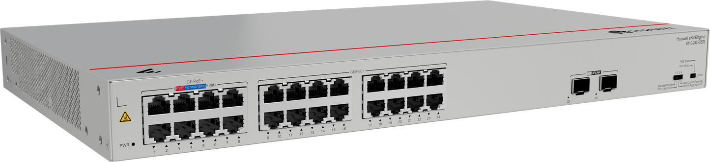 S110-24LP2SR 24*10/100/1000BASE-T ports 2*GE SFP ports PoE+ AC power
