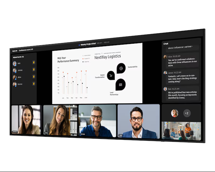Samsung 105" Professional Display - Ultra-slim design Resolution: 5120x2160 (21:9) UHD 5K 24/7 Usage 500nit Brightness Build-in Speakers 10W x 4 Haze 25% 16GB SSD Wi-Fi & BT SoC Media Player: SSSP 10 Portrait & Landscape Auto Level IP5X Samsu