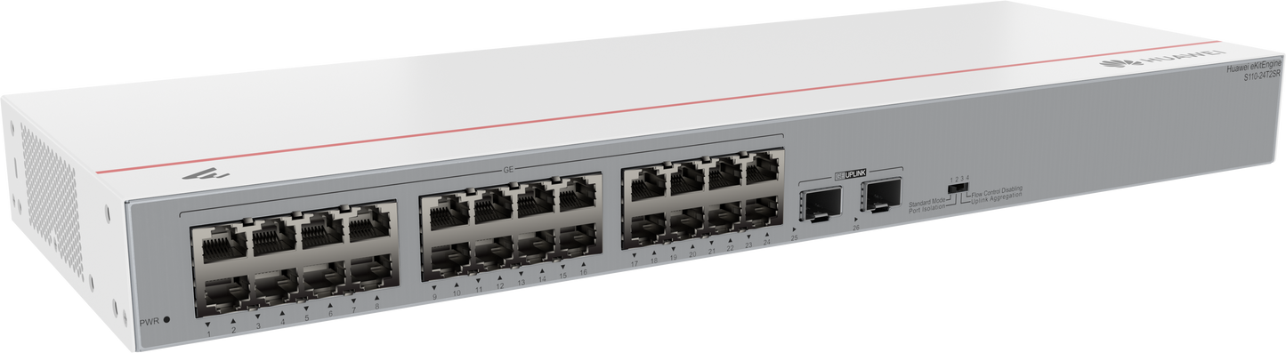 S110-24T2SR 24*10/100/1000BASE-T ports 2*GE SFP ports AC power