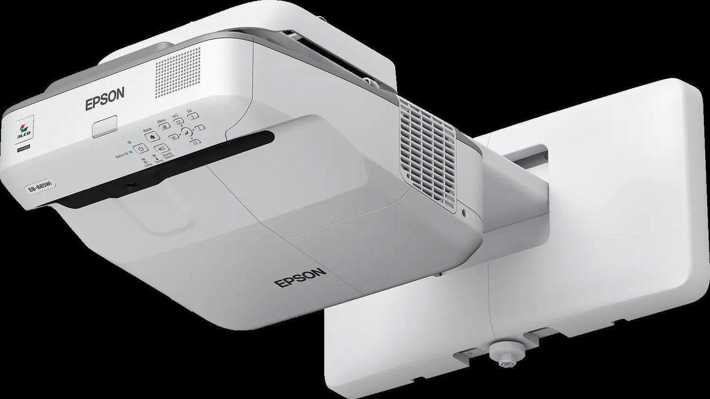 Epson 3500lm WXGA 1280x800 16:10 Lamp USB 2VGA 3HDMI RS-232C Wi-FiOptional NoBag White BracketIncl UltraShortThrow