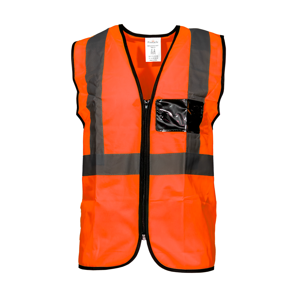 Pinnacle Reflective Vest with Zip & ID Orange (S – 4XL) (Pack of 5)