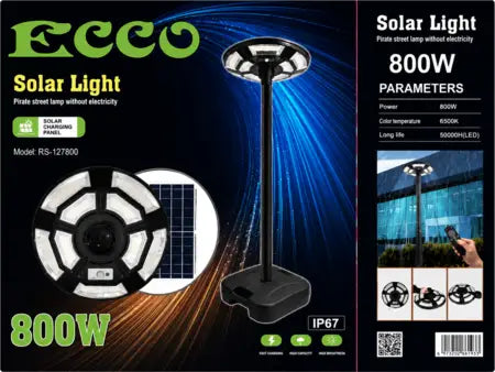 800W Solar Top Post Waterproof LED With Remote