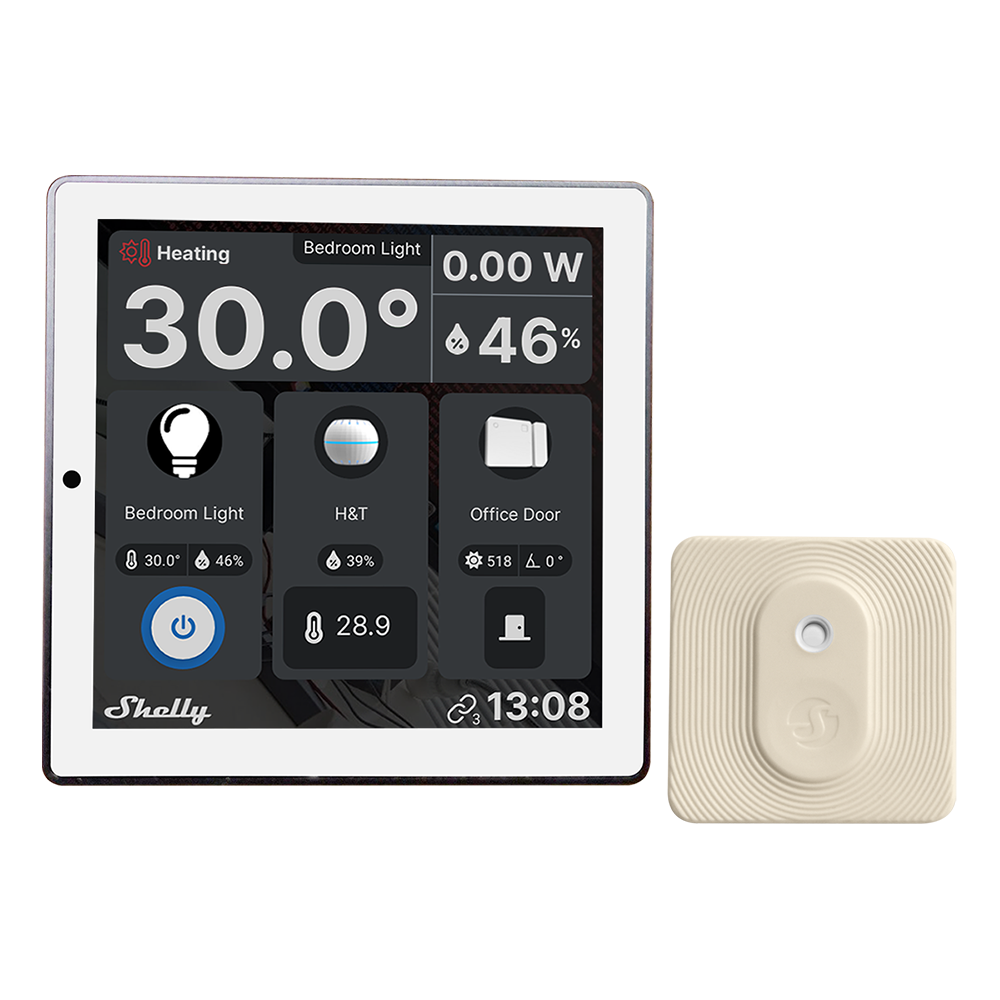 Shelly Wall Display + Blu H&T (White) Smart Control Panel With Temperature, Humidity & LUX Sensors