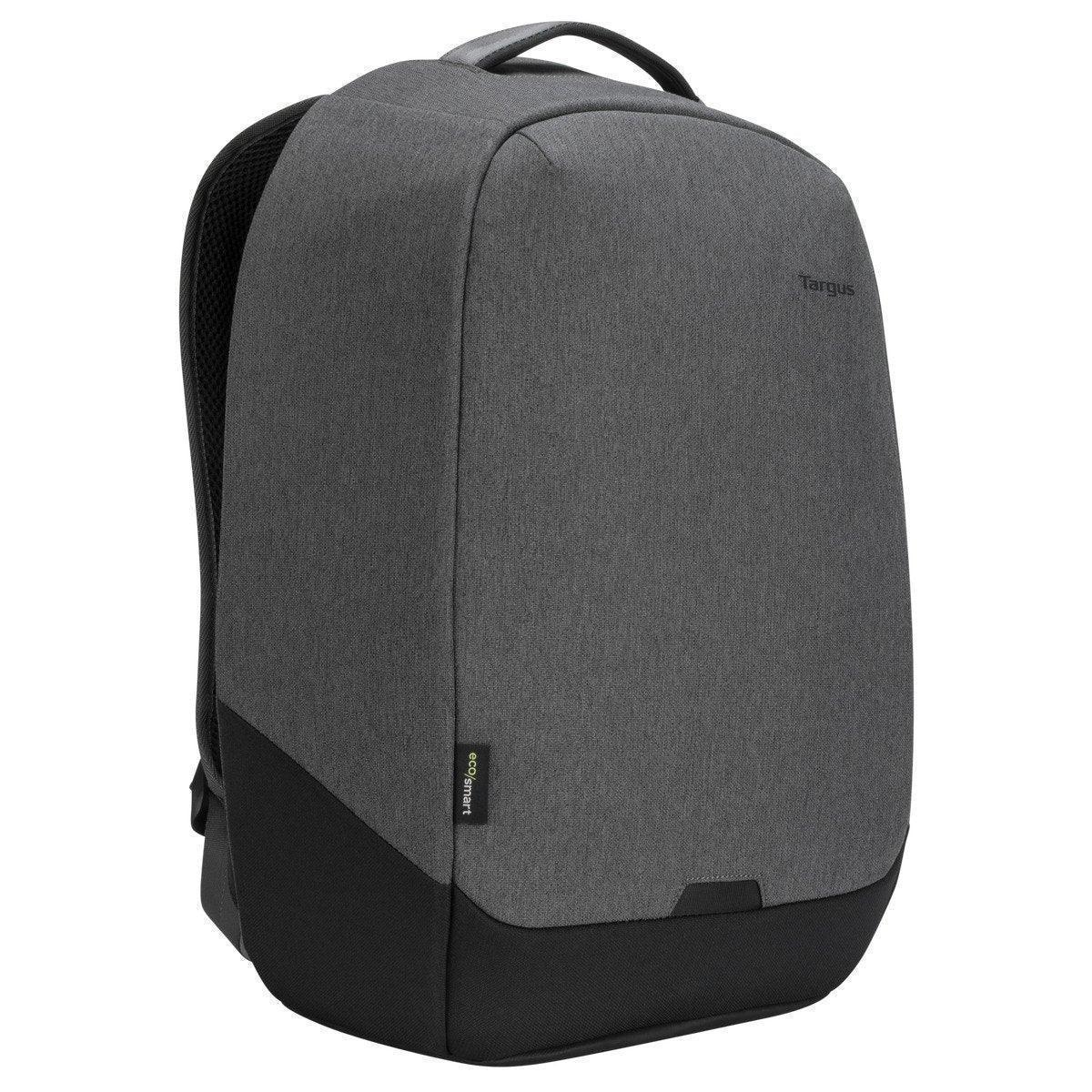 TARGUS - CYPRESS ECO SECURITY BACKPACK 15.6" GREY MADE FROM 26 RECYCLED PLASTIC WATER BOTTLES DEDICATED PADDED LAPTOP COMPARTMENT LARGE MAIN COMPARTMENT FOR FILES AND GEAR. LUGGAGE PASS-THROUGH TROLLEY STRAP. - Guards On Duty Shop & Security Guards