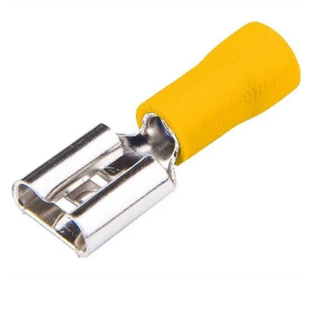 Terminal Preinsulated Yellow Disconnect Female 6.35mm / 10 Pack (10 Pack)