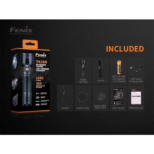 FENIX TK26R LED FLASHLIGHT (BLACK) - Guards On Duty Shop