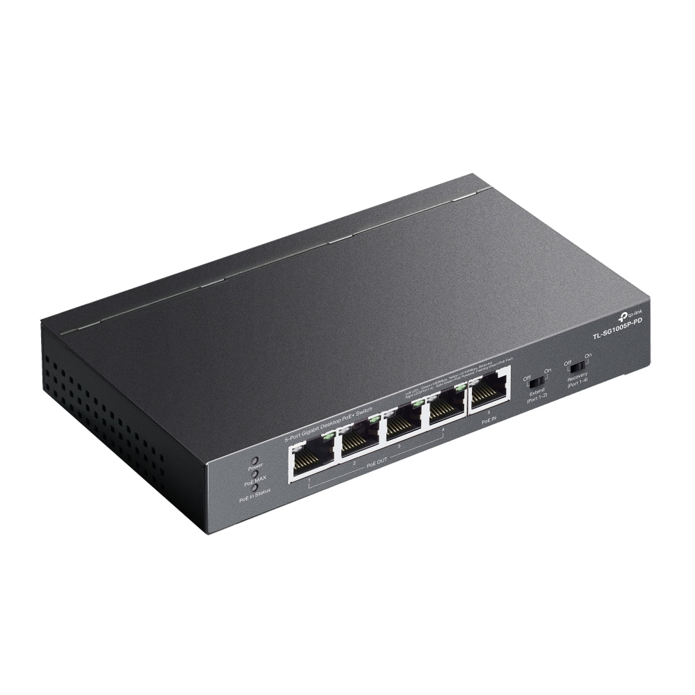TP-Link 5-Port Gigabit PoE Passthrough Switch 1×PoE++ In 4×PoE+ Out 66W Steel Case