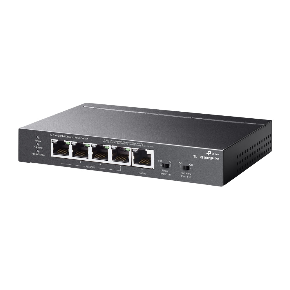 TP-Link 5-Port Gigabit PoE Passthrough Switch 1×PoE++ In 4×PoE+ Out 66W Steel Case