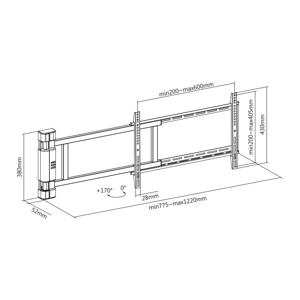 Motorized Swing Wall Mount with Remote Control – 32″-75″ 50kg (TVARMEC-MOTOR)