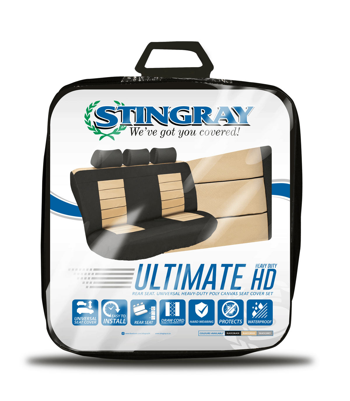 Ultimate HD Rear Car Seat Cover Set - Stingray - Grey